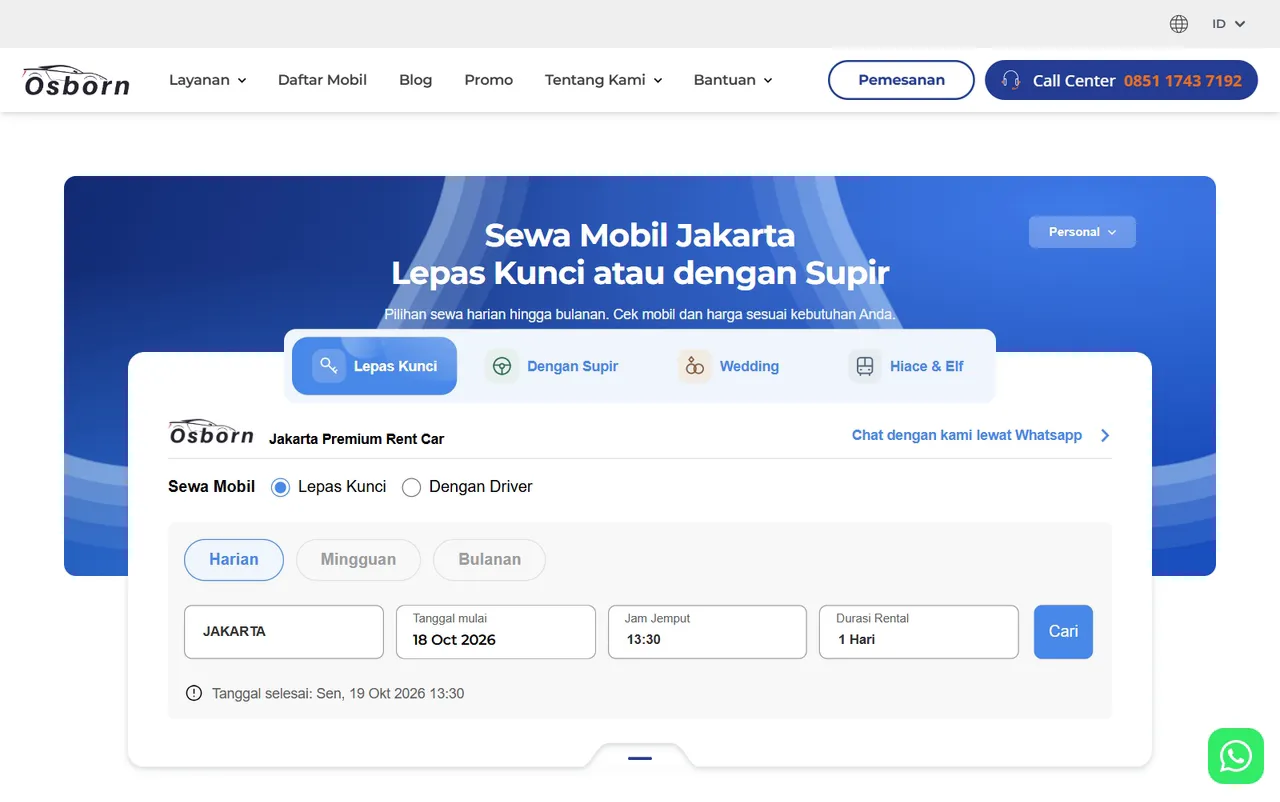 Website Osborn Rental Mobil